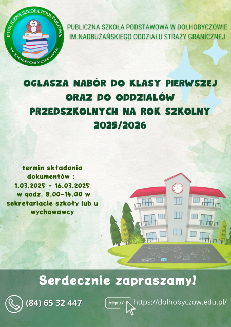 Nabór do klasy pierwszej oraz oddziałów przedszkolnych