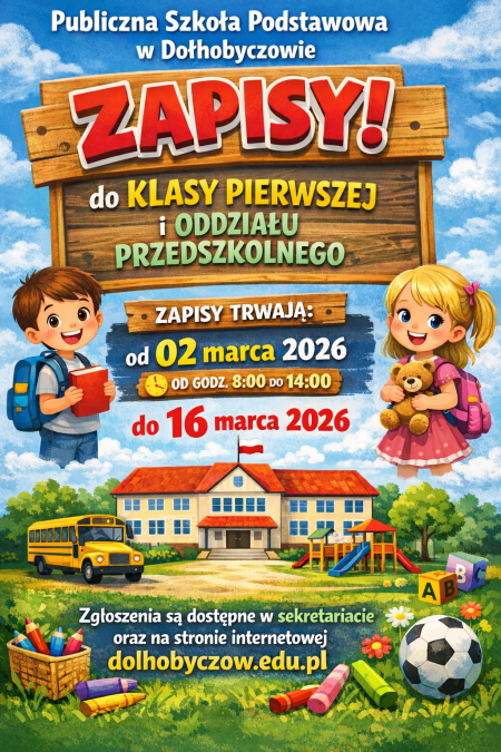 Zapisy do klasy I i oddziału przedszkolnego na rok szkolny 2026/2027